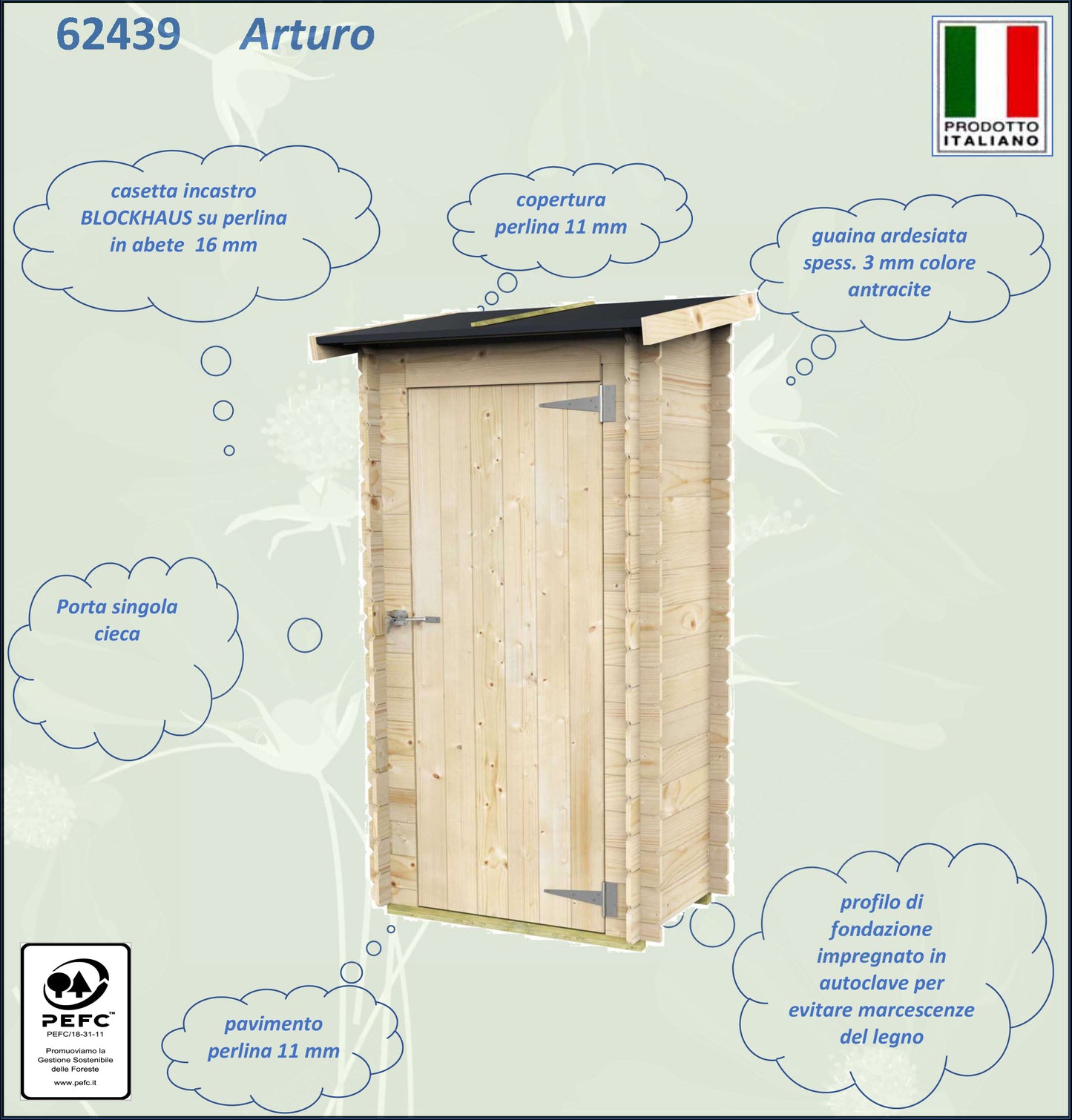 Casetta in legno Arturo addossata 98x64 cm – Kit Montaggio Incluso