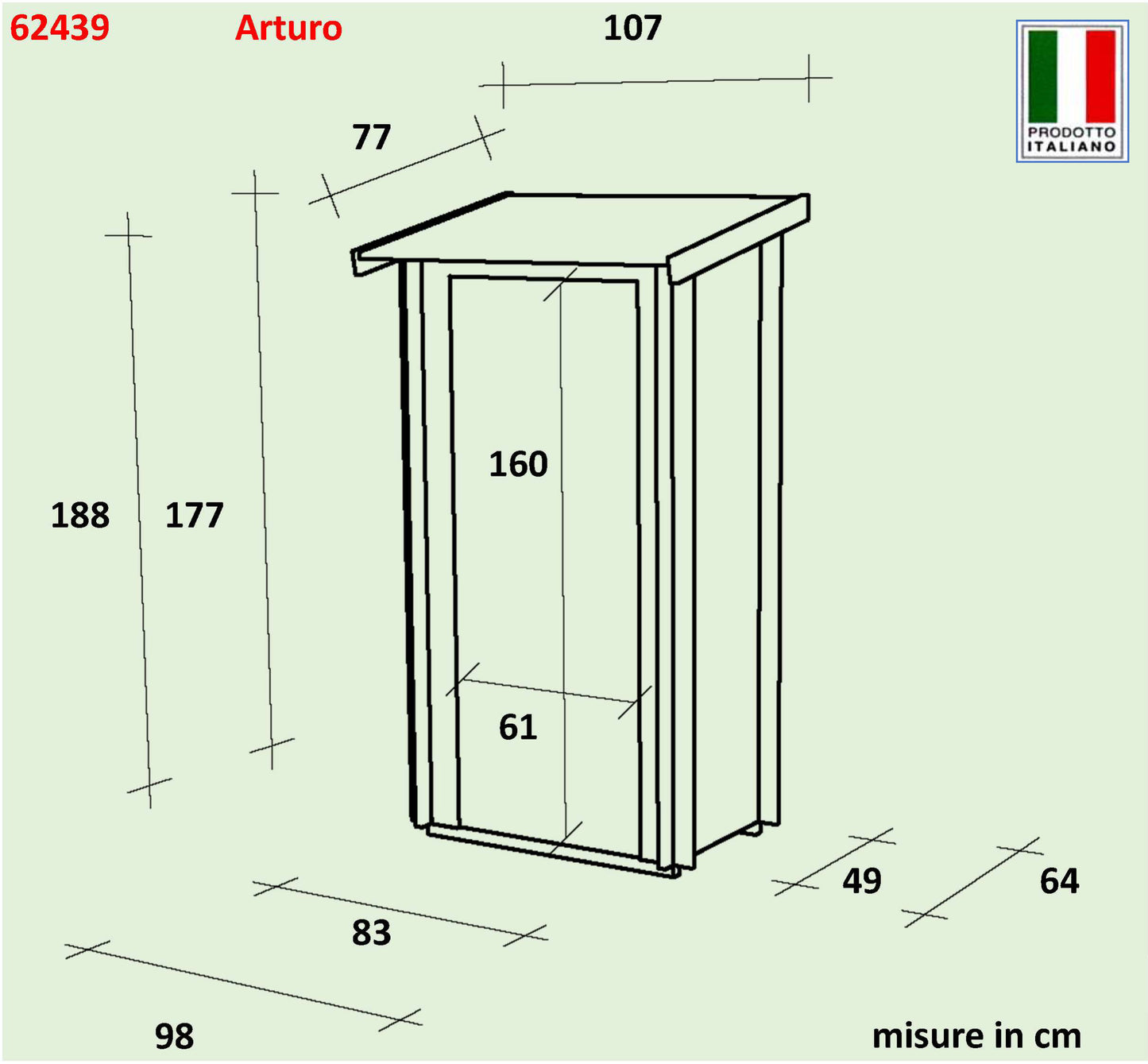 Casetta in legno Arturo addossata 98x64 cm – Kit Montaggio Incluso