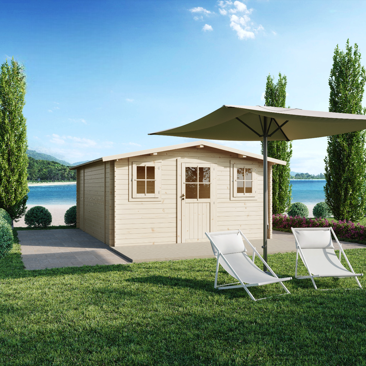 Casetta in legno Dublino Express 398x496 cm – Kit Montaggio Incluso