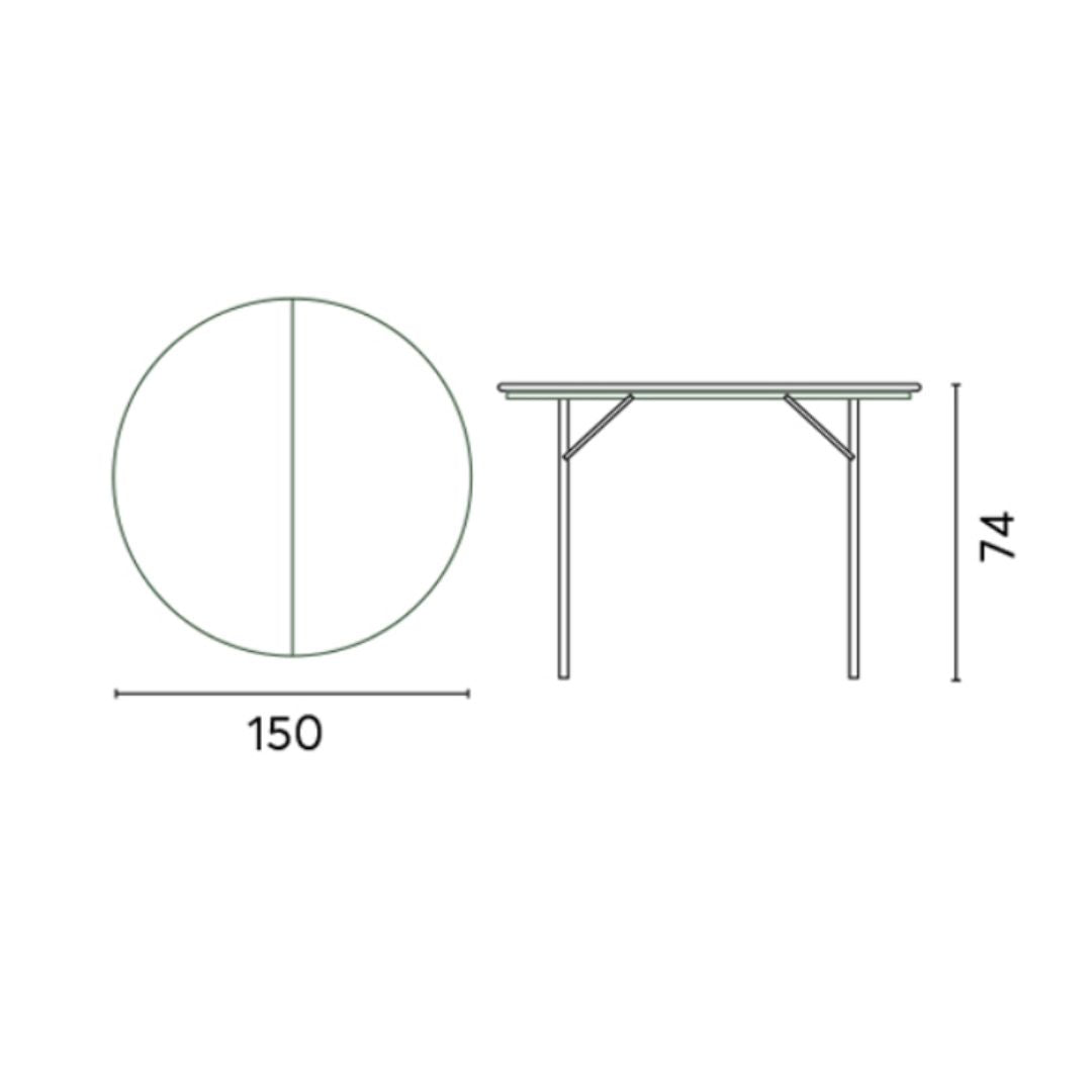 Tavolo Catering Rotondo Pieghevole Ø150 cm in Polietilene