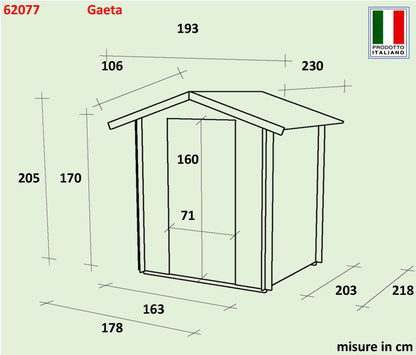 Casetta in legno Gaeta 178x218 – Kit Montaggio Incluso