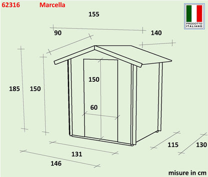 Casetta in legno Marcella 146x130 cm – Kit Montaggio Incluso