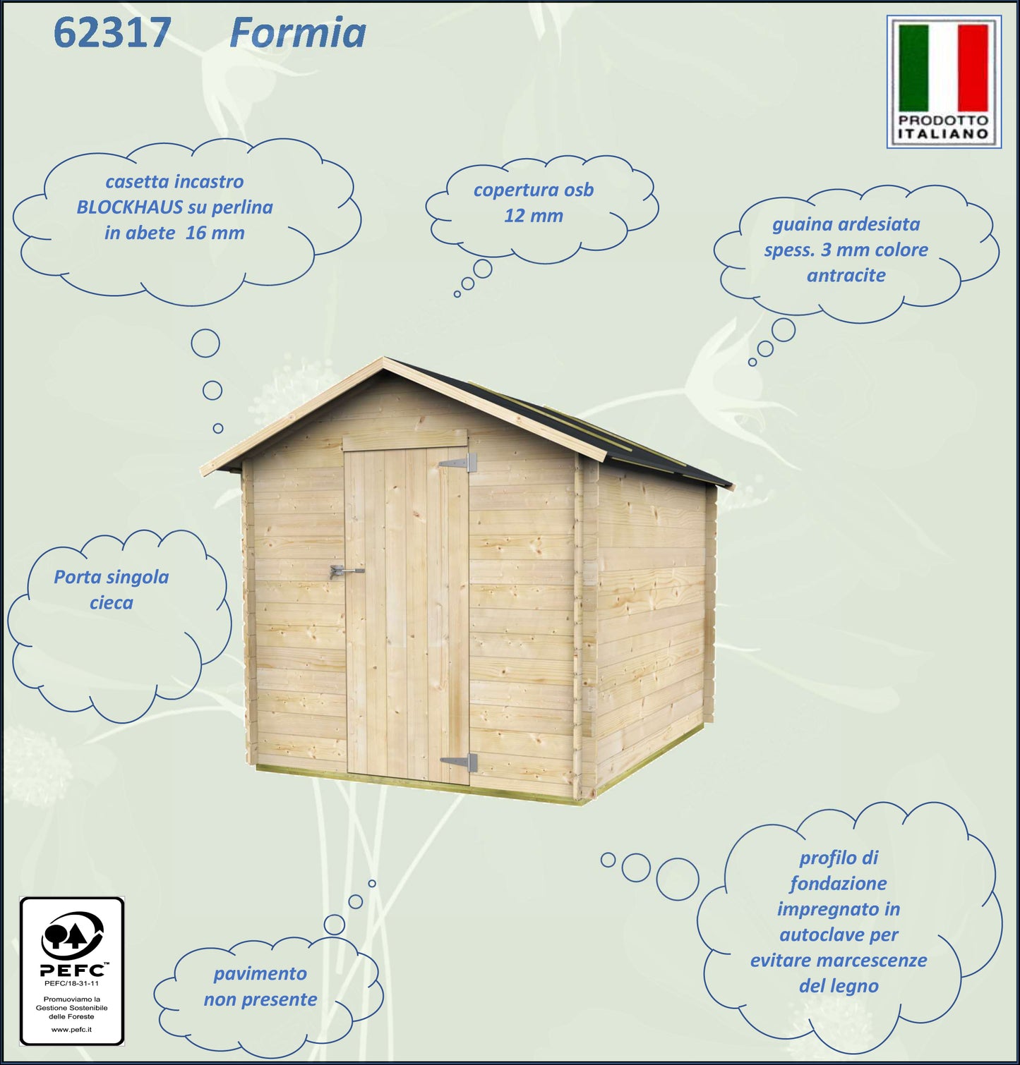 Casetta in legno Formia 178x218 cm – Kit Montaggio Incluso