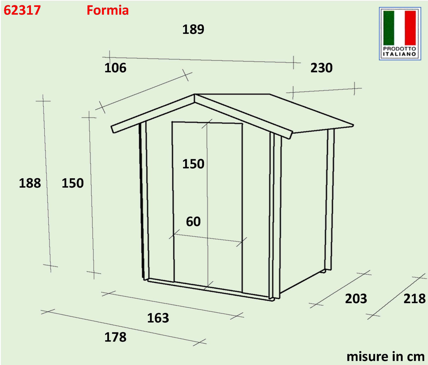 Casetta in legno Formia 178x218 cm – Kit Montaggio Incluso