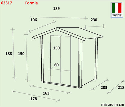Casetta in legno Formia 178x218 cm – Kit Montaggio Incluso