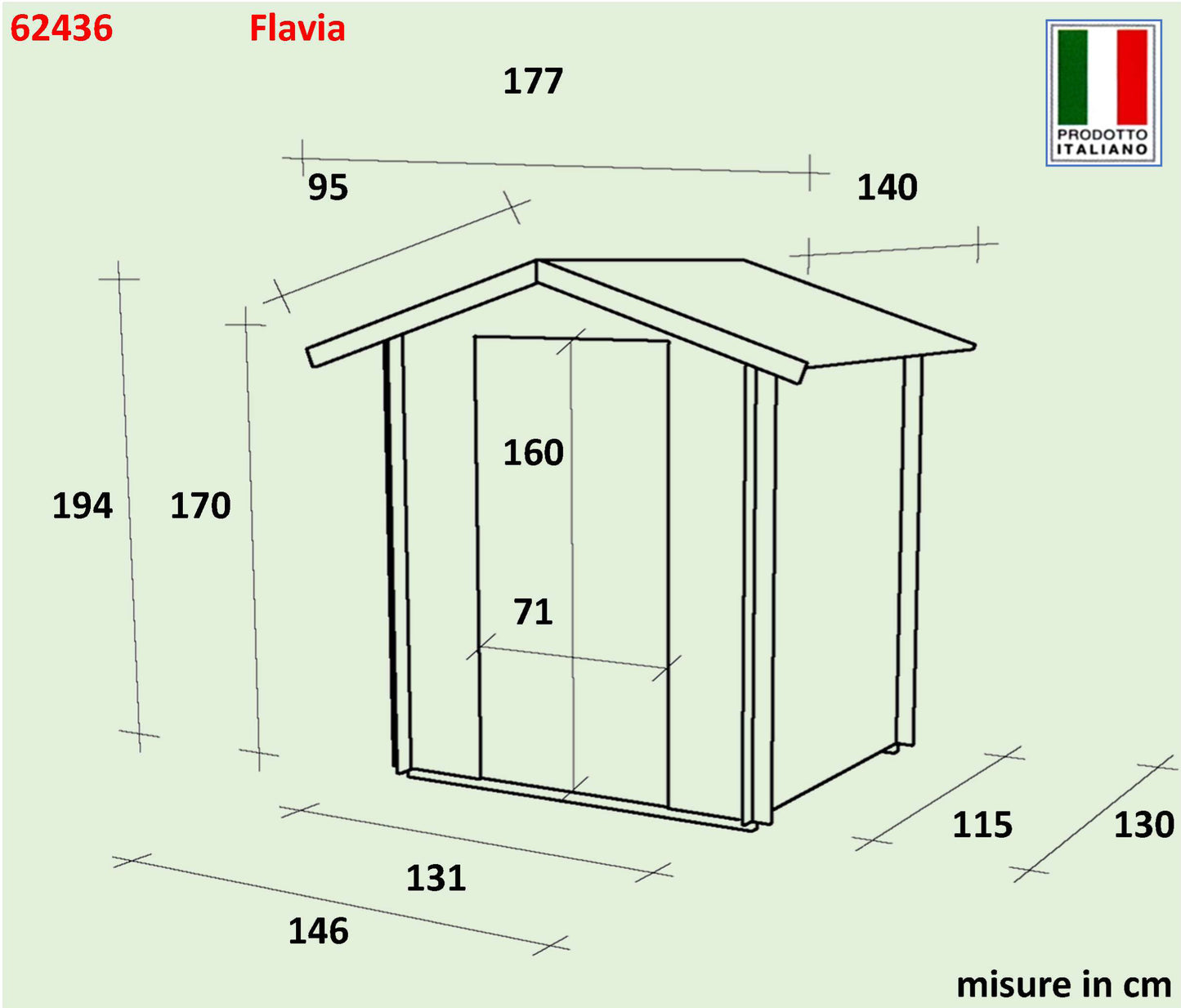 Casetta in legno Flavia 146x130 cm – Kit Montaggio Incluso