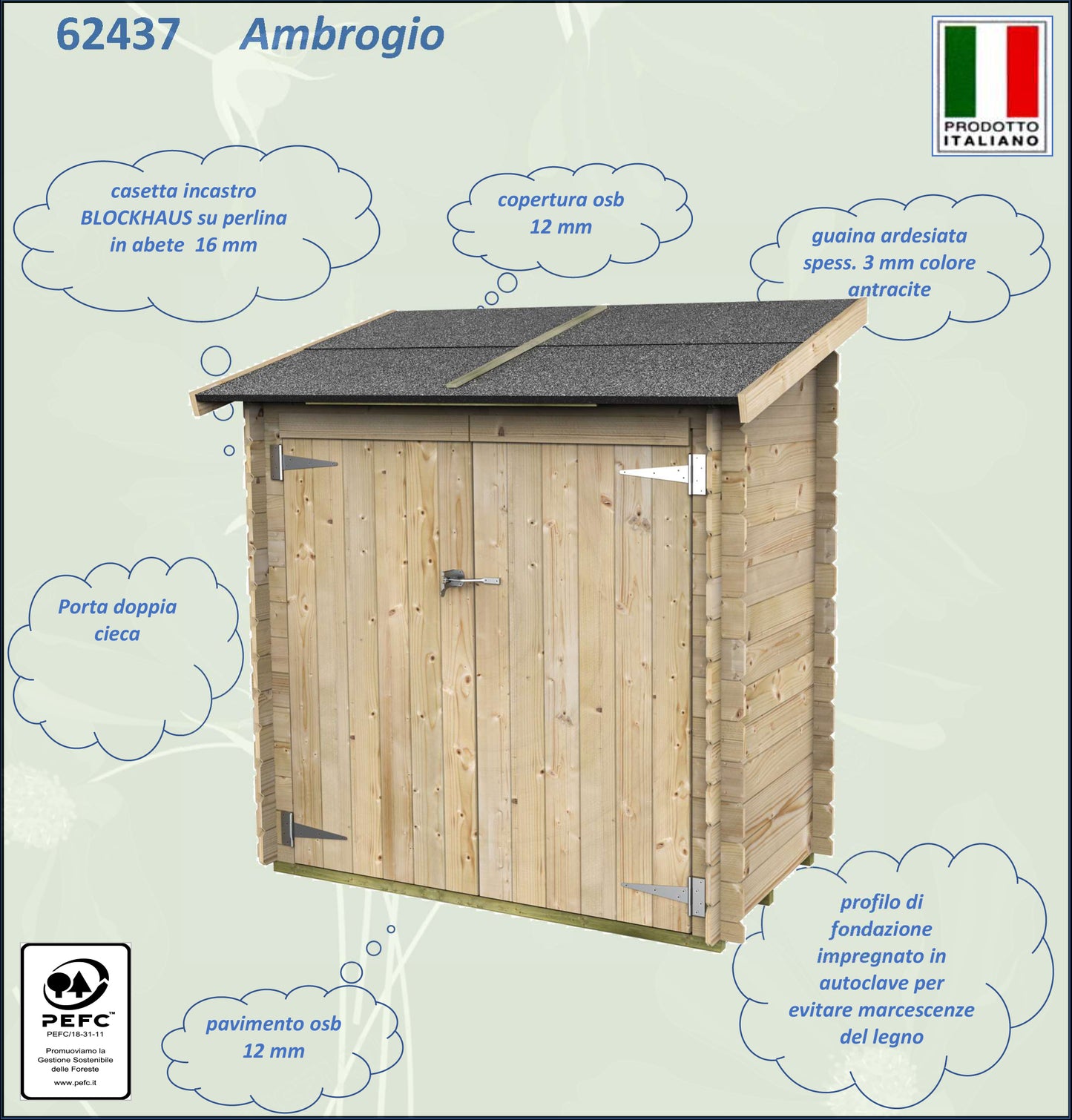 Casetta in legno Ambrogio addossata 155x85 cm – Kit Montaggio Incluso