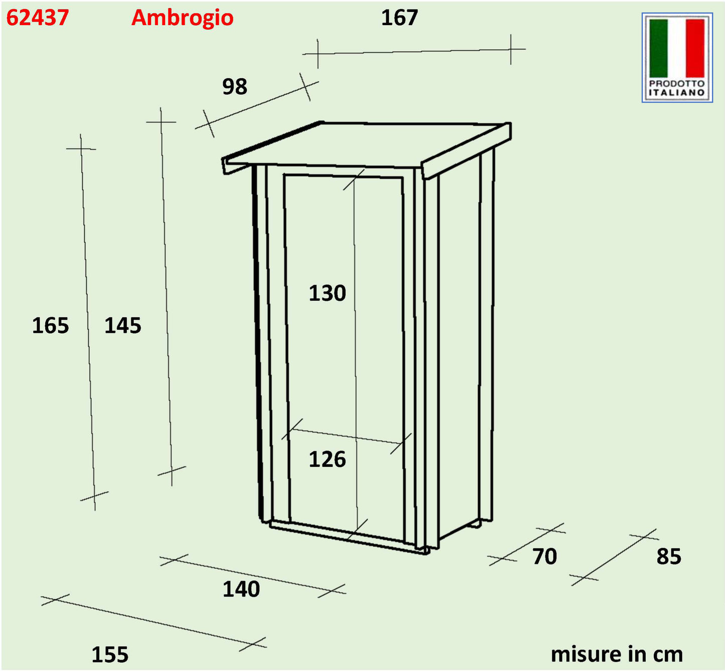 Casetta in legno Ambrogio addossata 155x85 cm – Kit Montaggio Incluso
