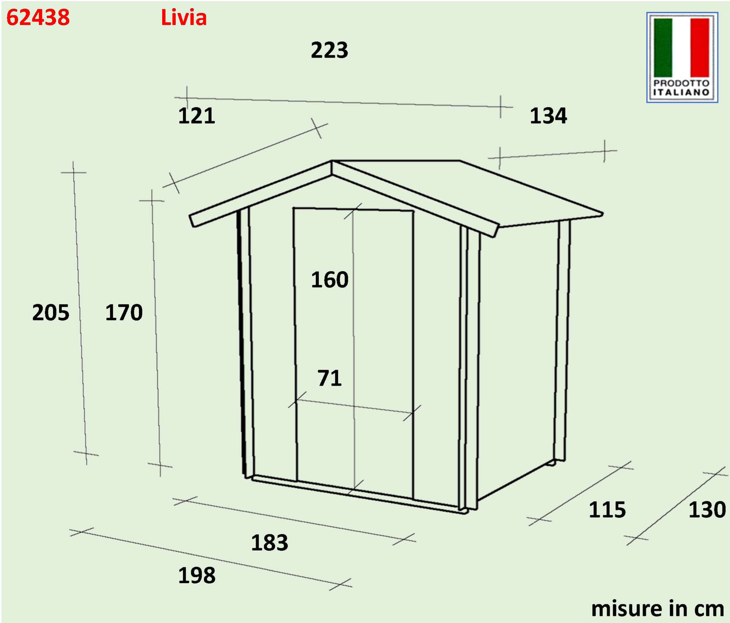 Casetta in legno Livia 198x130 cm – Kit Montaggio Incluso