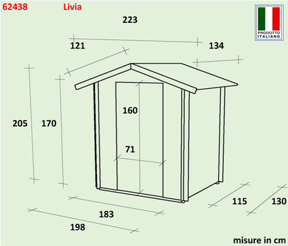 Casetta in legno Livia 198x130 cm – Kit Montaggio Incluso