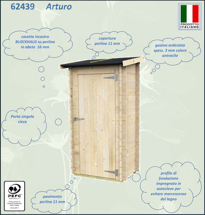 Casetta in legno Arturo addossata 98x64 cm – Kit Montaggio Incluso