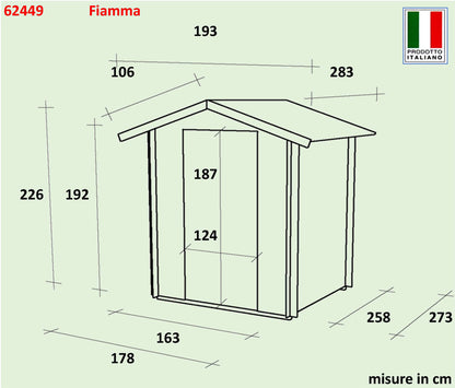 Casetta in legno Fiamma 178x273 cm – Kit Montaggio Incluso