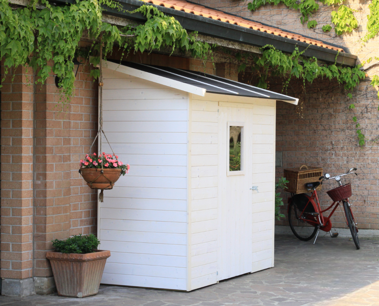 Casetta in legno Vaniglia Monofalda addossata 207x102 cm – Kit Montaggio Incluso