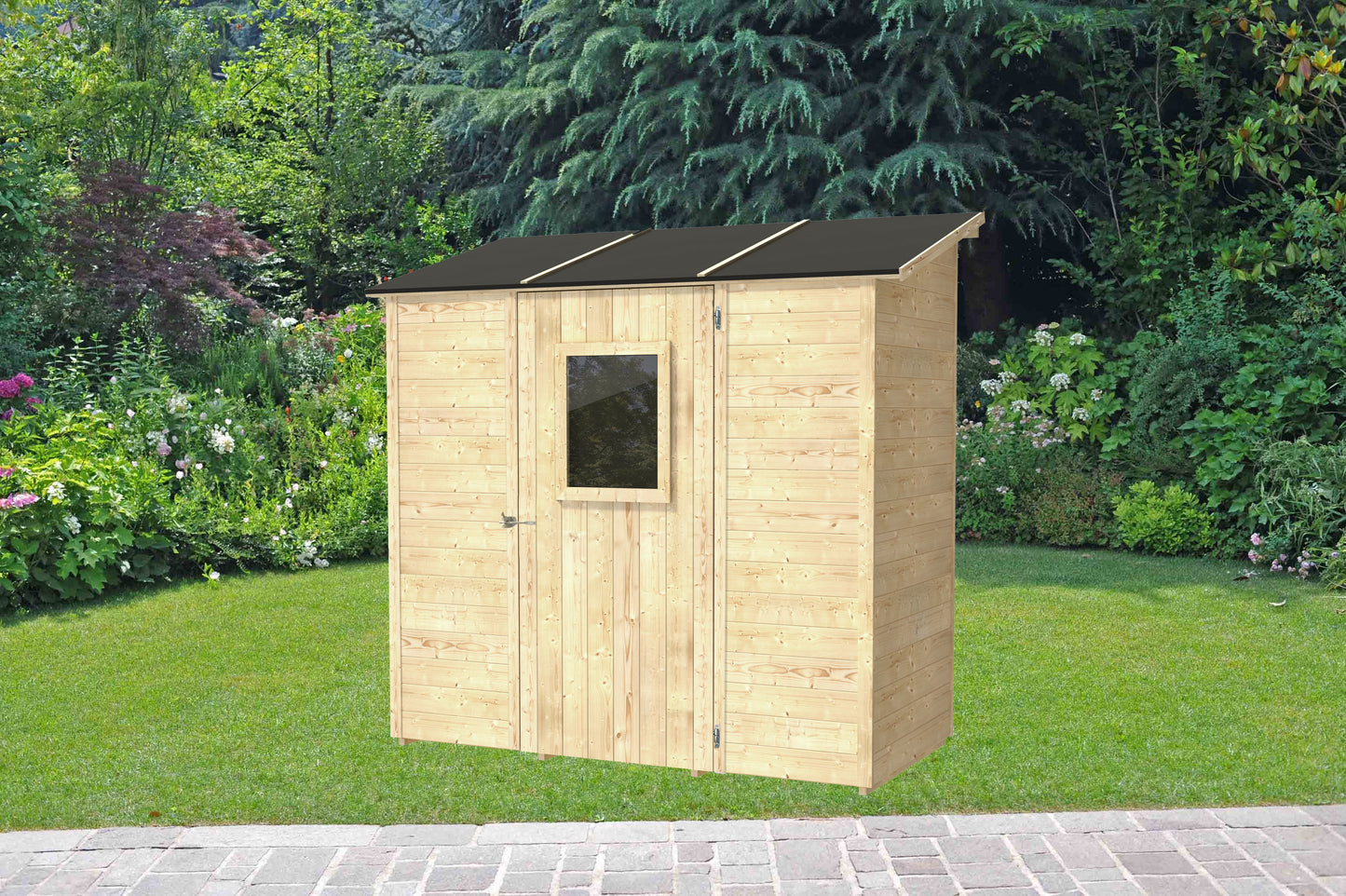 Casetta in legno Vaniglia Monofalda addossata 207x102 cm – Kit Montaggio Incluso