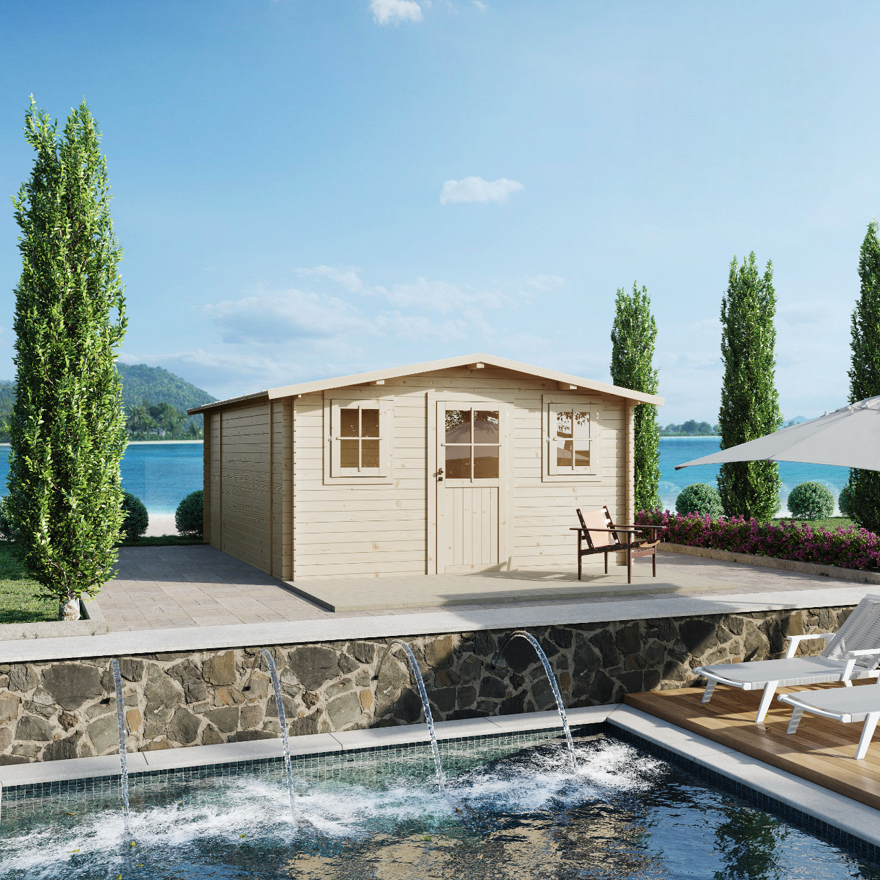 Casetta in legno Dublino Express 398x496 cm – Kit Montaggio Incluso