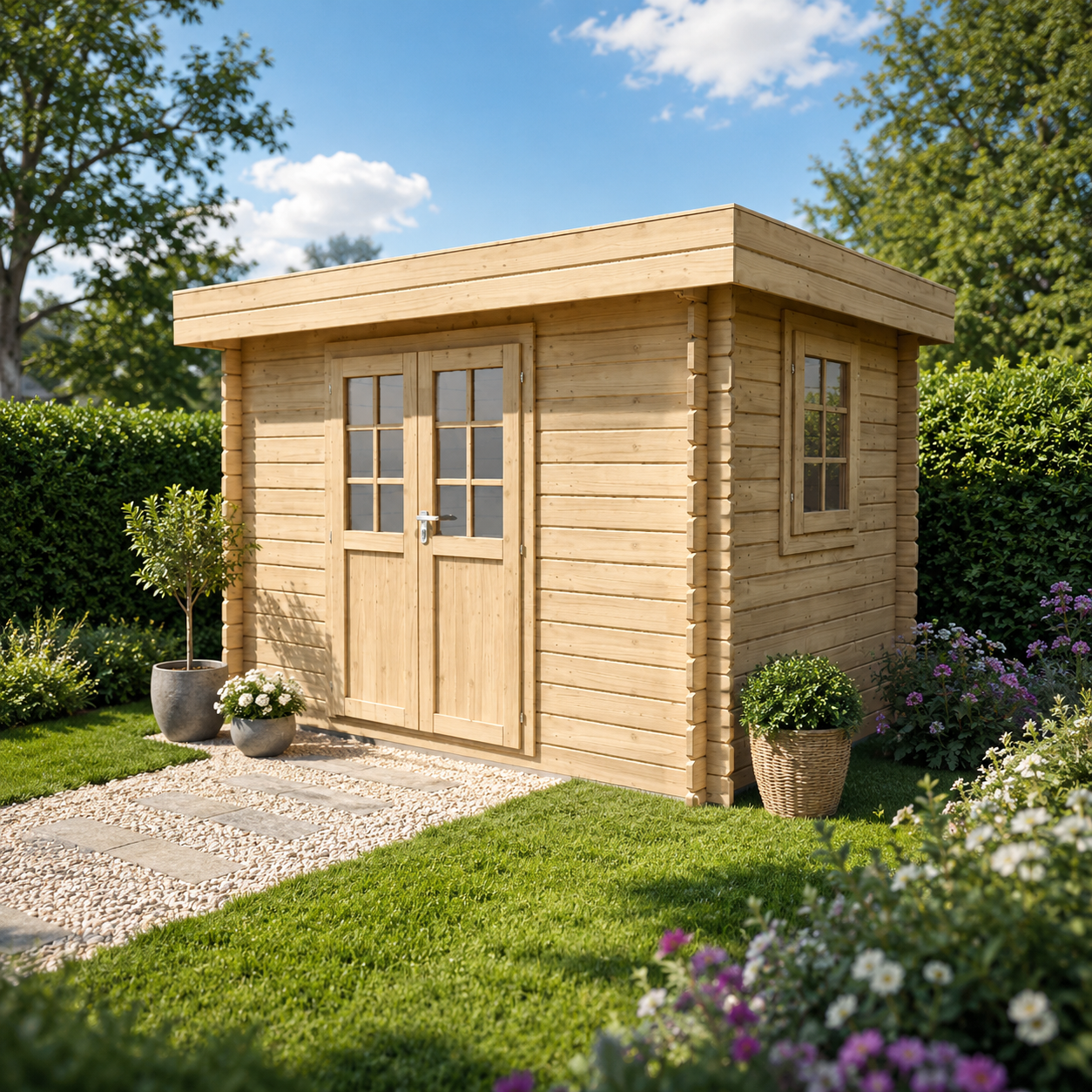 Casetta in legno Flower 320x220 cm – Blockhaus 28 mm