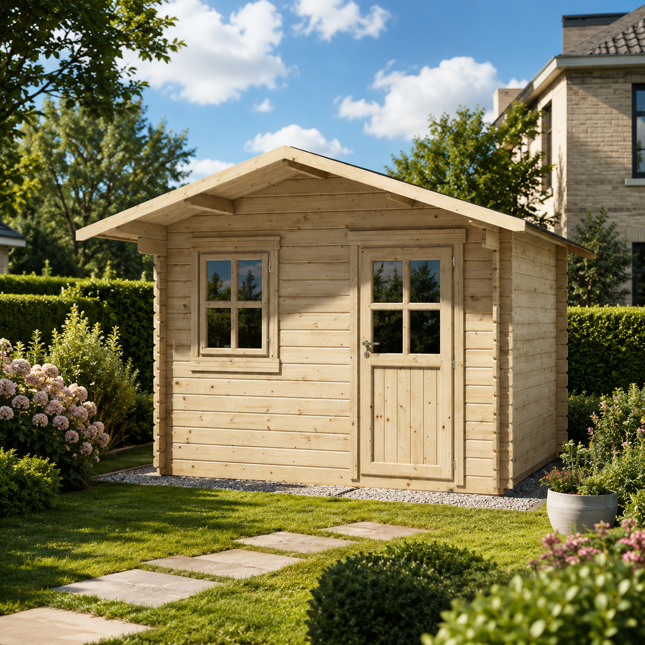 Casetta in legno Flower 260x260 cm – Blockhaus 28 mm