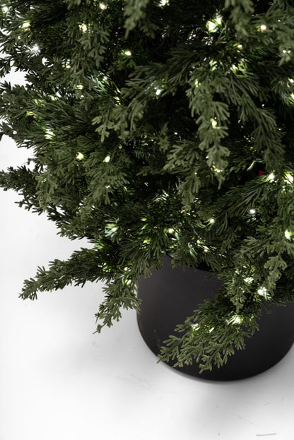 Albero di Natale Mira slim con LED e foglie stile cipresso in vaso – foto 12