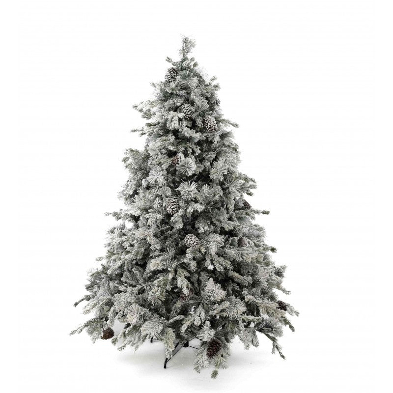Albero di Natale Livigno innevato con pigne decorative