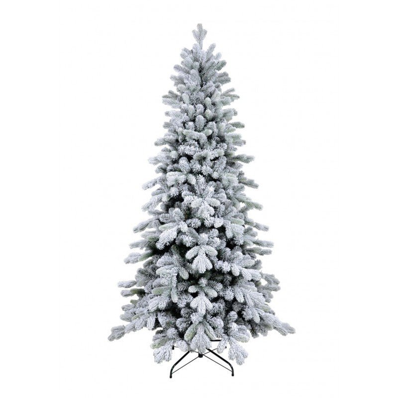 Albero di Natale Cogne slim innevato con floccatura effetto neve