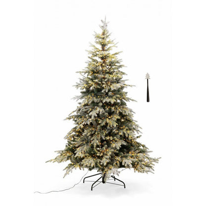 Albero di Natale Polare bianco innevato con LED a luce calda e bacchetta magica