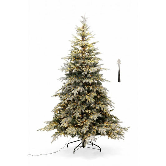 Albero di Natale Polare bianco innevato con LED a luce calda e bacchetta magica