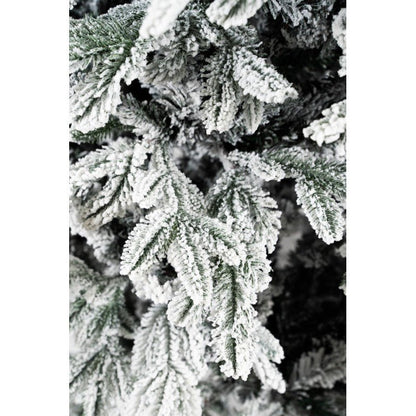 Albero di Natale artificiale White Montgomery di Xone, innevato, dalla forma piramidale con floccatura bianca fitta – foto 8