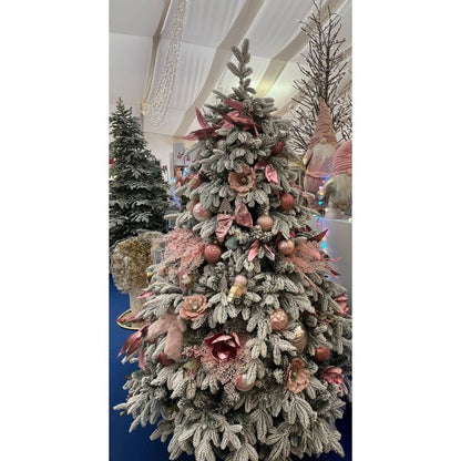 Albero di Natale artificiale White Montgomery di Xone, innevato, dalla forma piramidale con floccatura bianca fitta – foto 9