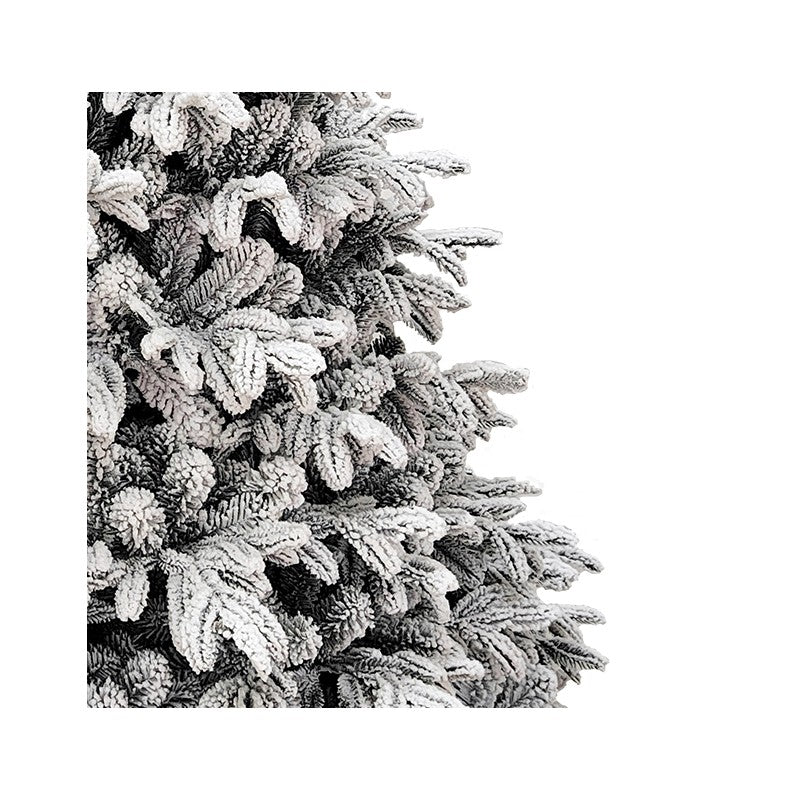 Albero di Natale artificiale White Montgomery di Xone, innevato, dalla forma piramidale con floccatura bianca fitta – foto 3