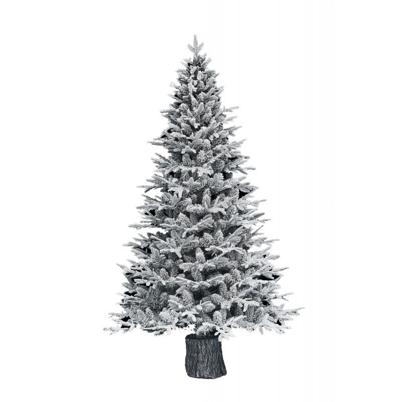 Albero di Natale Sappada innevato con base a forma di tronco di legno