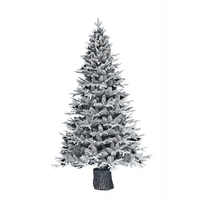 Albero di Natale Sappada innevato con base a forma di tronco di legno