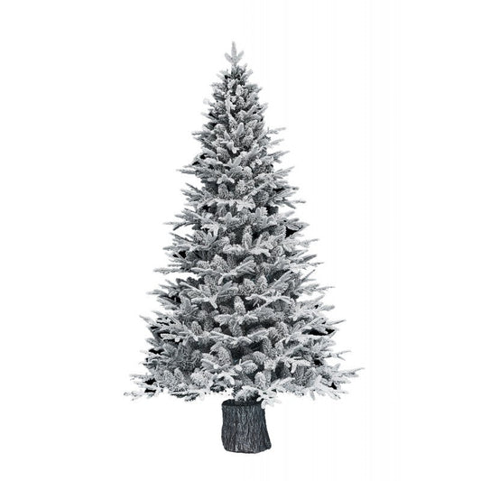 Albero di Natale Sappada innevato con base a forma di tronco di legno