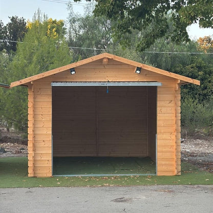 Garage in legno Menta 320x500 cm – Blockhaus 28 mm