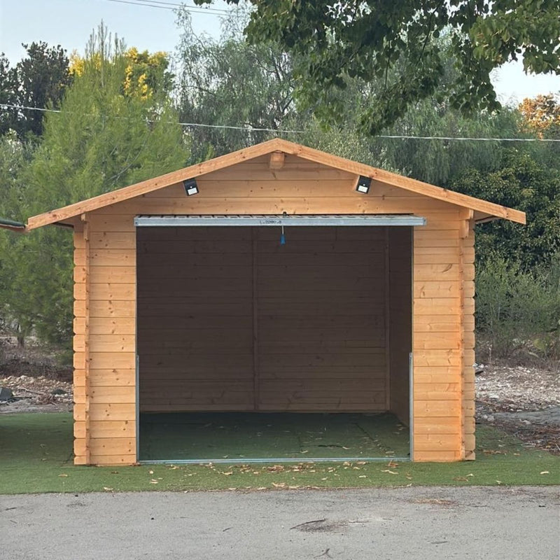 Garage in legno Menta 320x500 cm – Blockhaus 28 mm