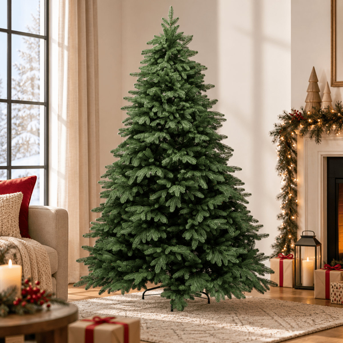 Albero di Natale Casentino verde con chioma ampia e rami realistici in PE e PVC – foto 2