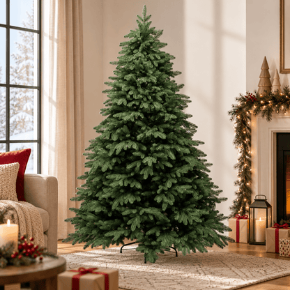 Albero di Natale Casentino verde con chioma ampia e rami realistici in PE e PVC – foto 2