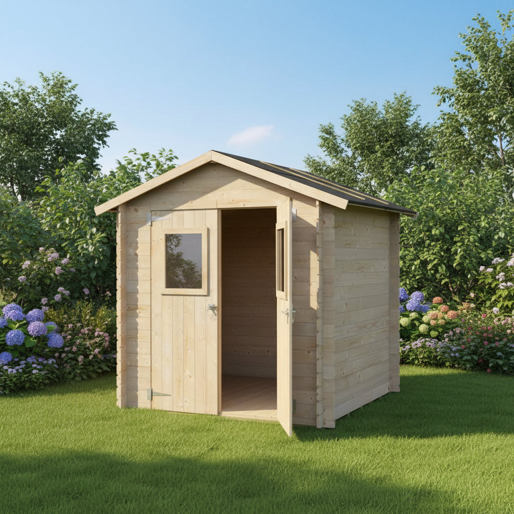 Abri de Jardin en Bois Hobby 198x198 cm 3,92 m² – Kit de Montage Inclus