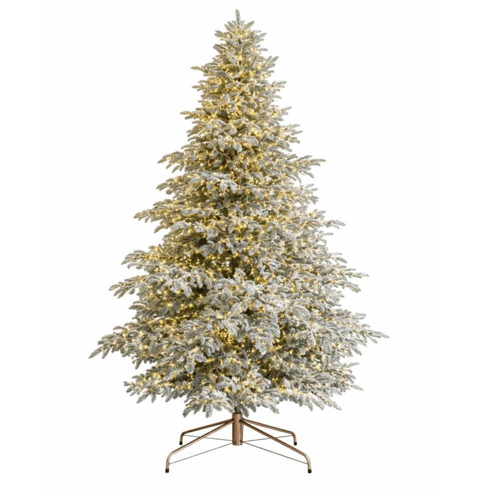 Albero di Natale Rigel innevato con LED accesi