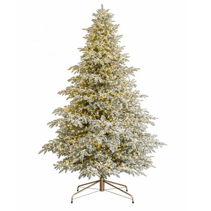 Albero di Natale Rigel innevato con LED accesi