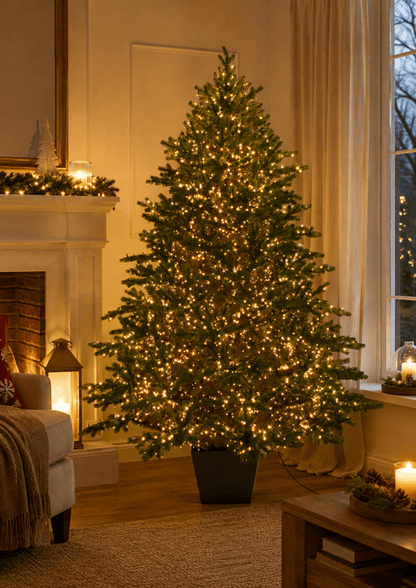 Albero di Natale Regolo con LED integrati accesi e vaso quadrato – foto 2