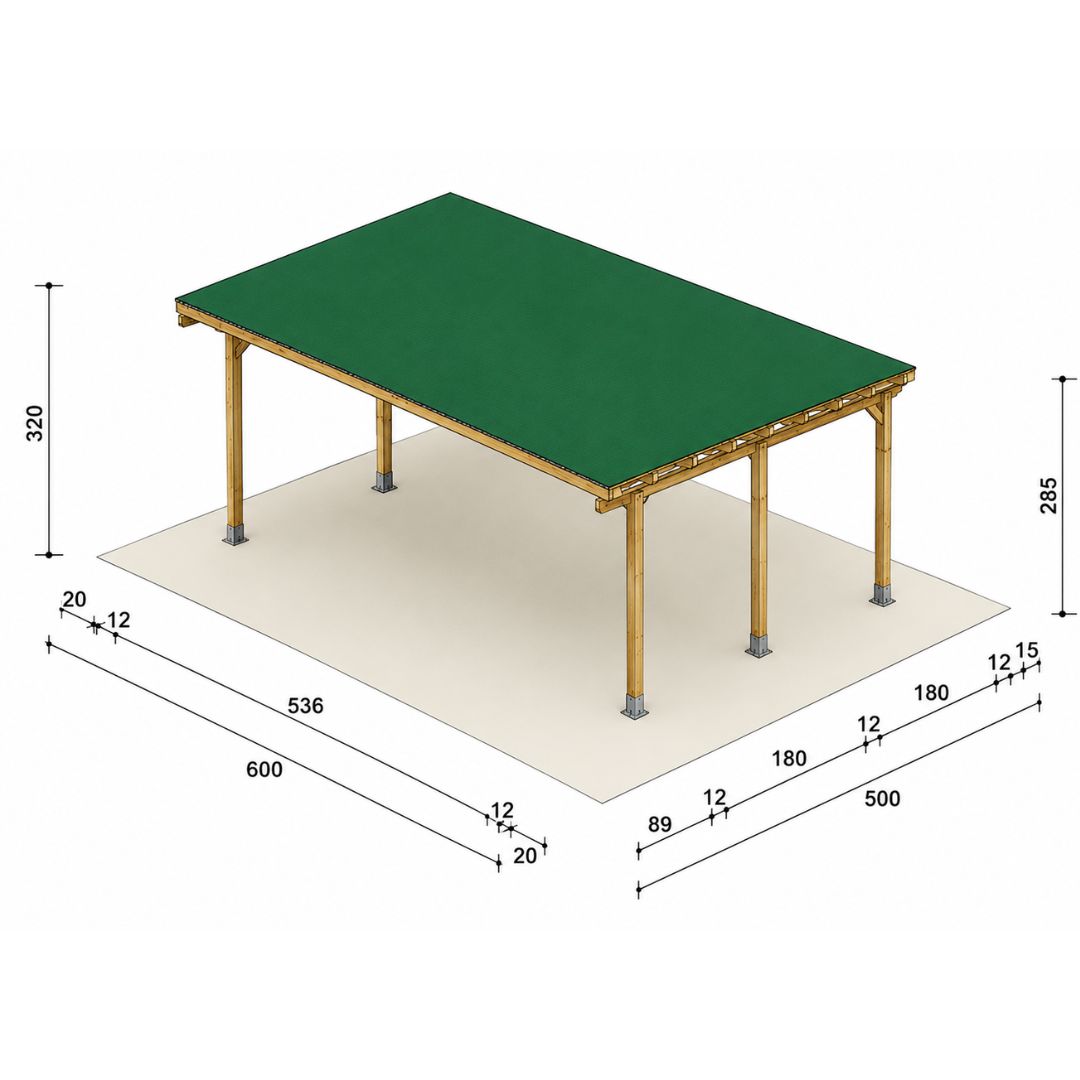Carport Leopardo in Legno 600x500 cm