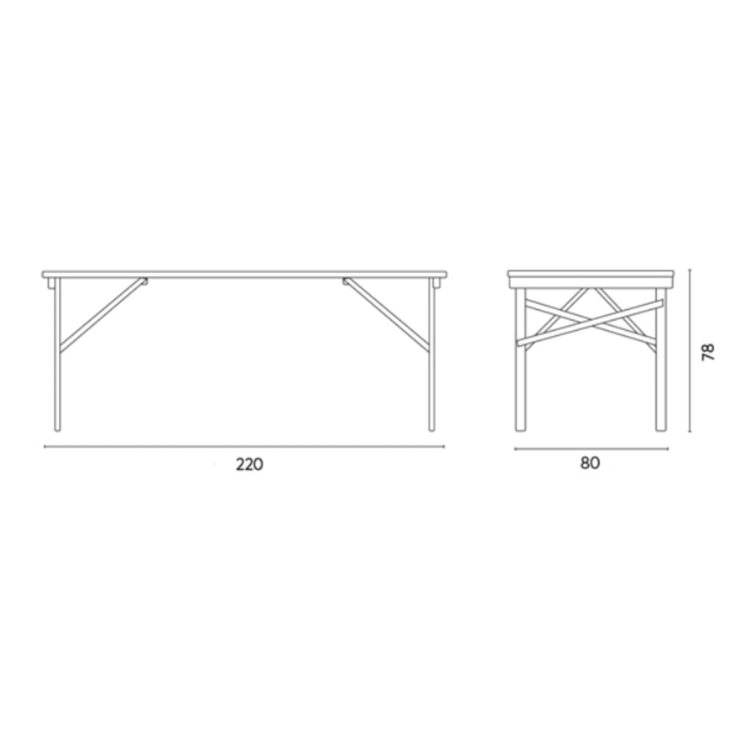 Tavolo Birreria in Legno 220x80 cm con Gambe Richiudibili