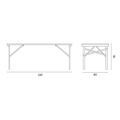 Tavolo Birreria in Legno 220x80 cm con Gambe Richiudibili