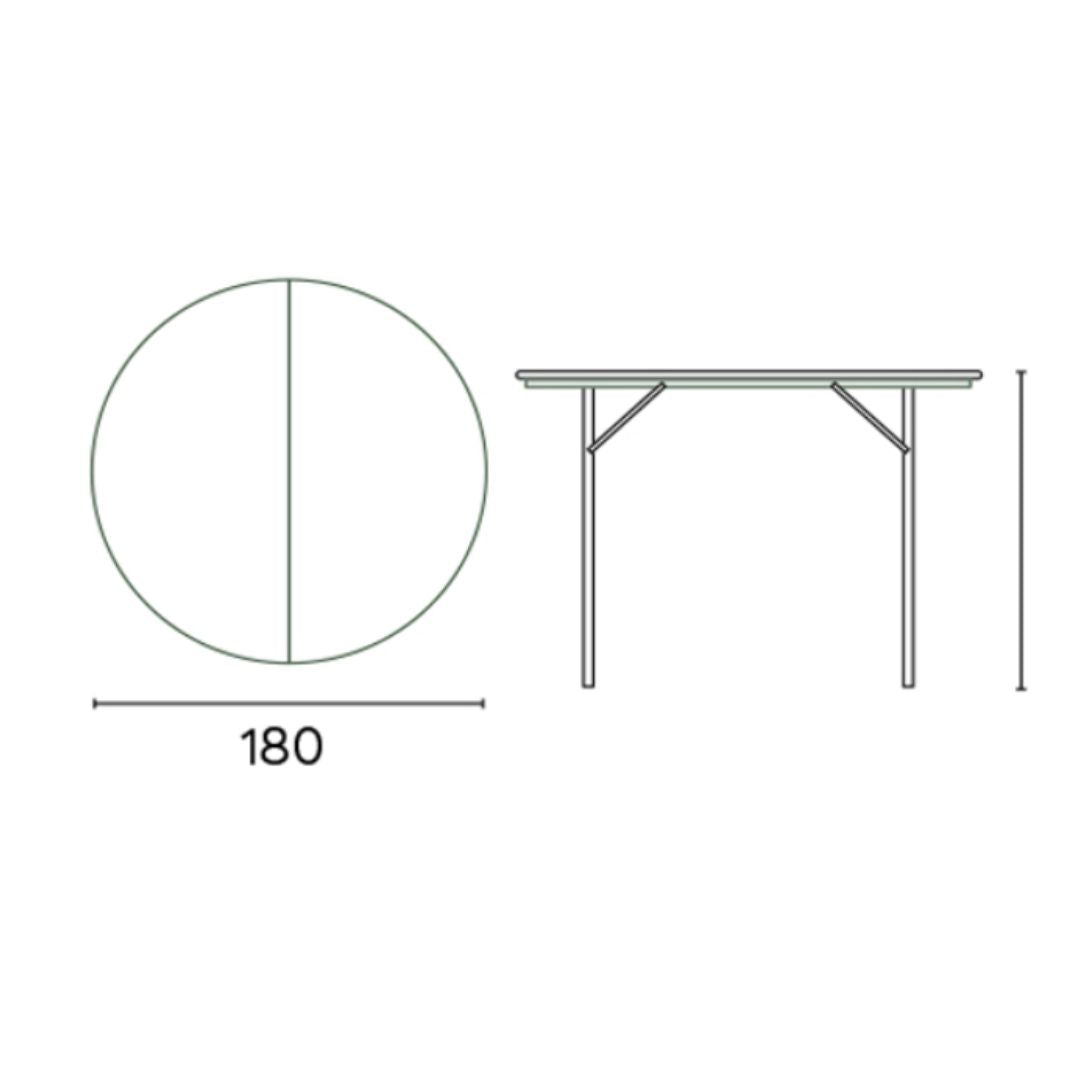 Tavolo Catering Rotondo Pieghevole Ø180 cm in Polietilene