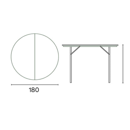 Tavolo Catering Rotondo Pieghevole Ø180 cm in Polietilene
