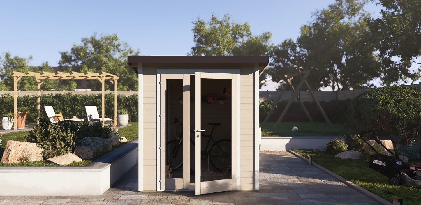 Casetta in legno Nike 300x250 cm – Pareti 25 mm – Colore Cipria