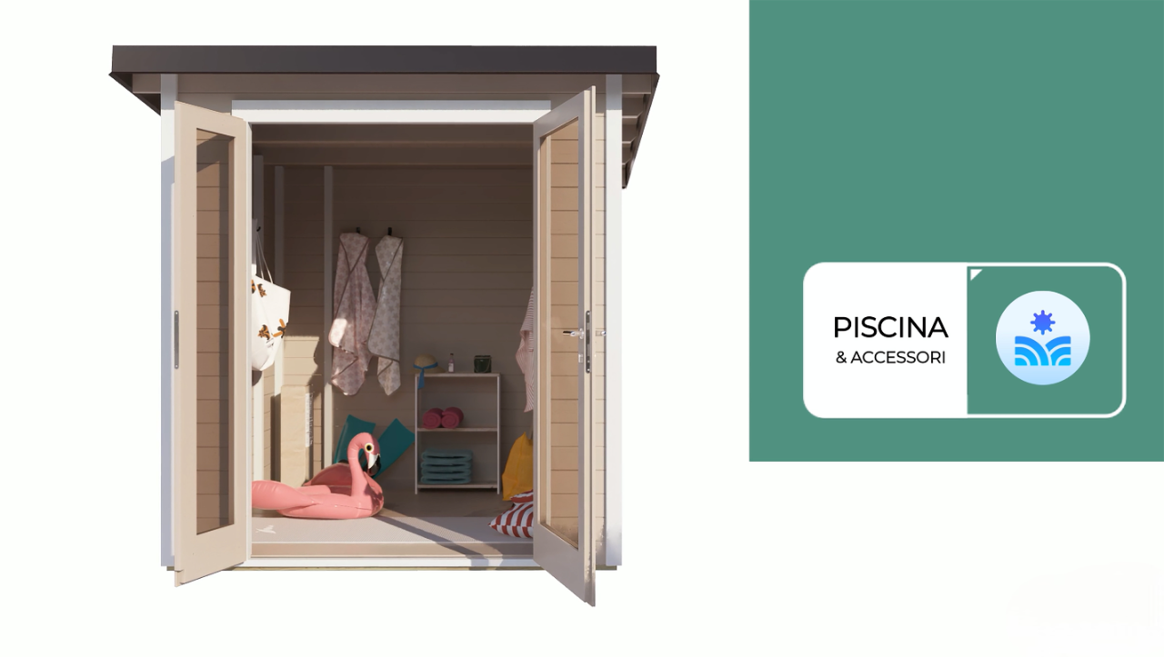 Casetta in legno Nike 300x250 cm – Pareti 25 mm – Colore Cipria