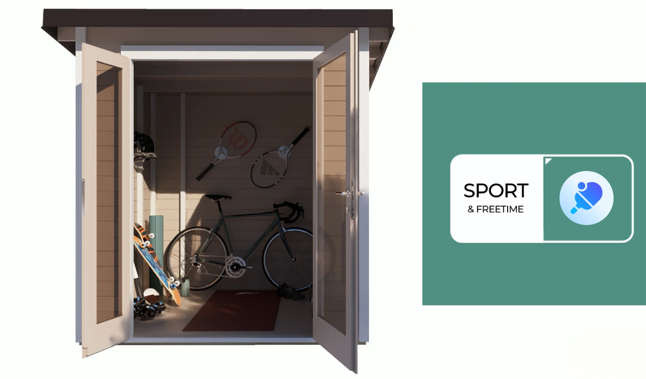 Casetta in legno Nike 300x250 cm – Pareti 25 mm – Colore Cipria