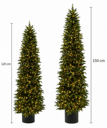 Albero di Natale Mira slim con LED e foglie stile cipresso in vaso – foto 5