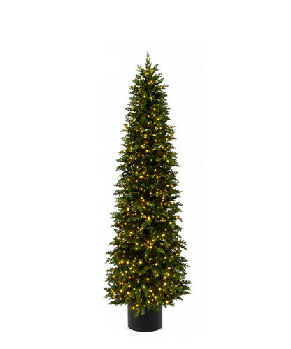 Albero di Natale Mira slim con LED e foglie stile cipresso in vaso – foto 3